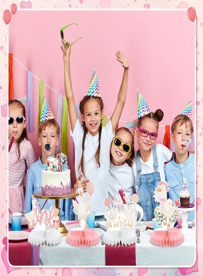 Weekgrat 8 Pcs One Silly Goose Birthday Decorations Silly Goose Birthday Honeycomb Centerpieces Pink 1st Party Supplies for Women Pink Bow Duck Funny Party Supplies - Image 5